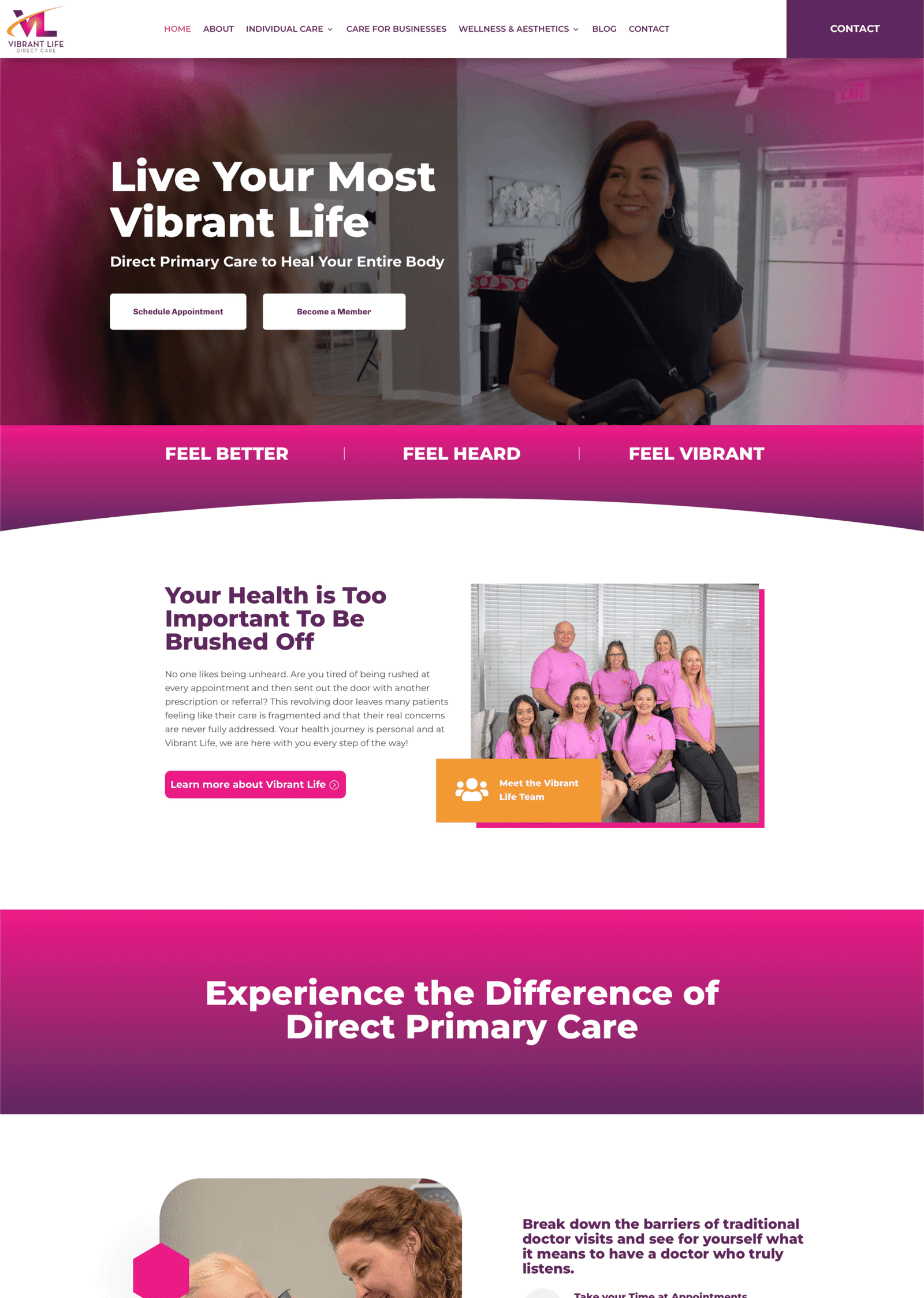 Vibrant Life Direct Care home page