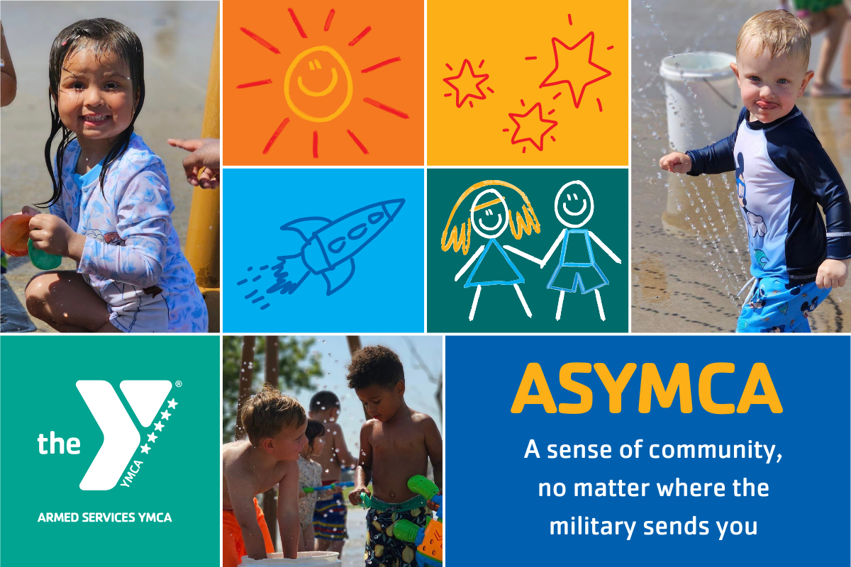 "ASYMCA- a sense of community, no matter where the military sends you" social media graphic "ASYMCA- a sense of community, no matter where the military sends you" social media graphic