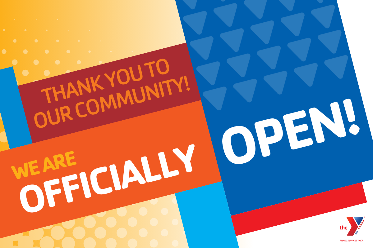 "Thank you to our community! We are officially open!" social media graphic "Thank you to our community! We are officially open!" social media graphic