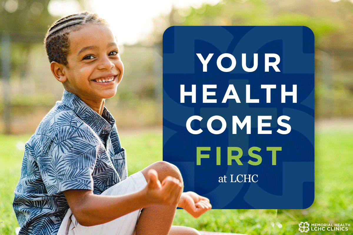 "Your health comes first at LCHC" social media graphic "Your health comes first at LCHC" social media graphic
