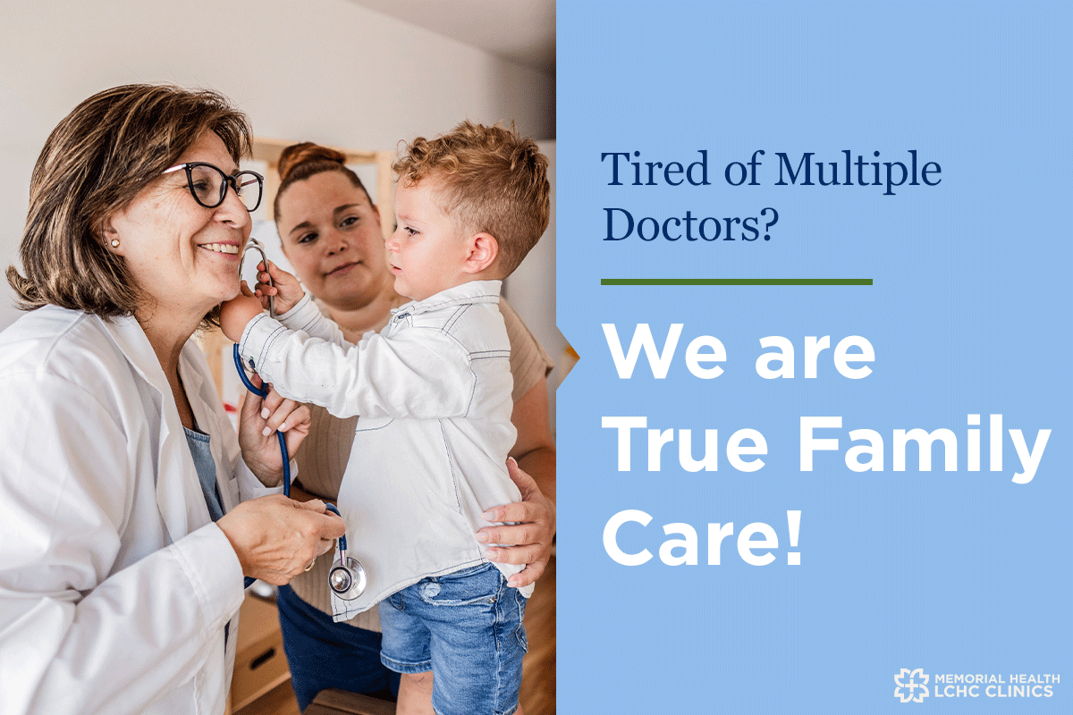"Tired of multiple doctors? We are true family care!" social media graphic "Tired of multiple doctors? We are true family care!" social media graphic
