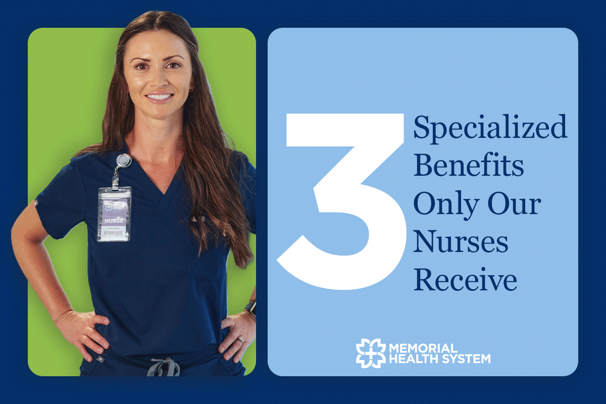 "3 specialized benefits only our nurses receive" social media graphic "3 specialized benefits only our nurses receive" social media graphic