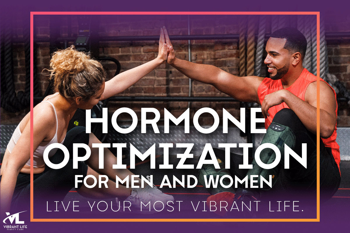 "Hormone optimization for men and women - live your most vibrant life" social media graphic "Hormone optimization for men and women - live your most vibrant life" social media graphic